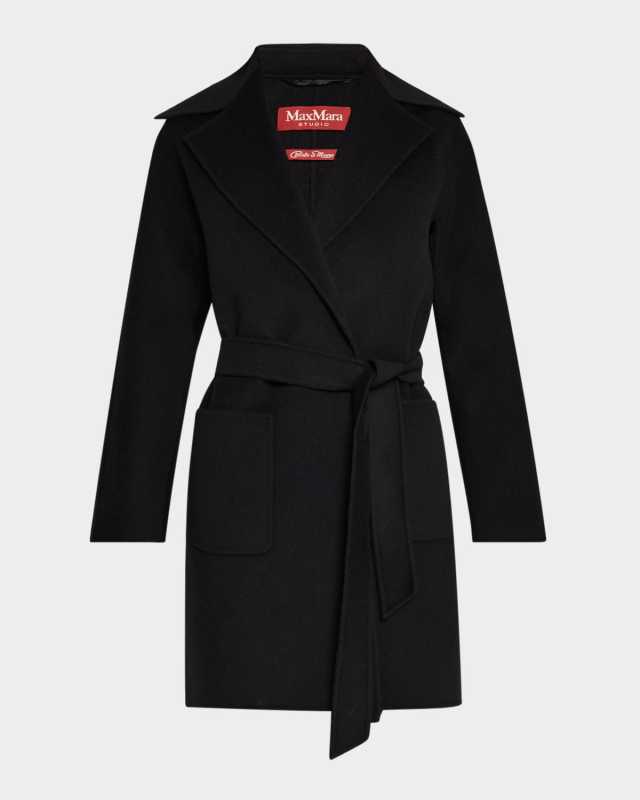 Valda Notched Wrap-Front Coat